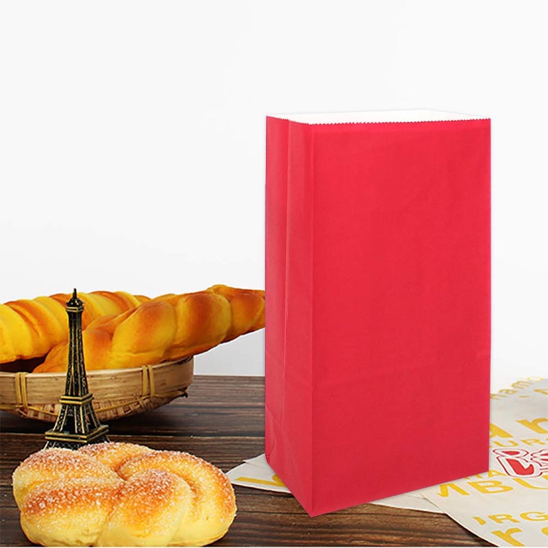 KEYYOOMY Small Bright Color Paper Bags Red Party Favor Bags Party Goodie Bag Paper Lunch Bag (Red, 50 CT, 4.7 X 2.4 X 8.7 In) - Image 5